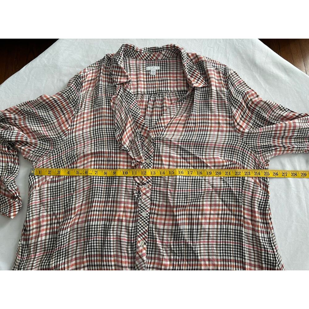 J. Jill Ruffle Plaid Blouse Womens Size 3X Pink Brown Casual Comfort Cowgirl - Picture 8 of 10